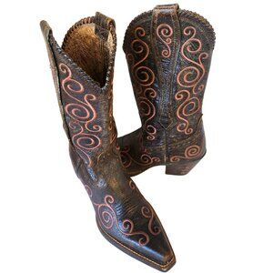 Ariat Shelleen Distressed Brown Embroidery Snip Toe Western Cowgirl Boot Women 7